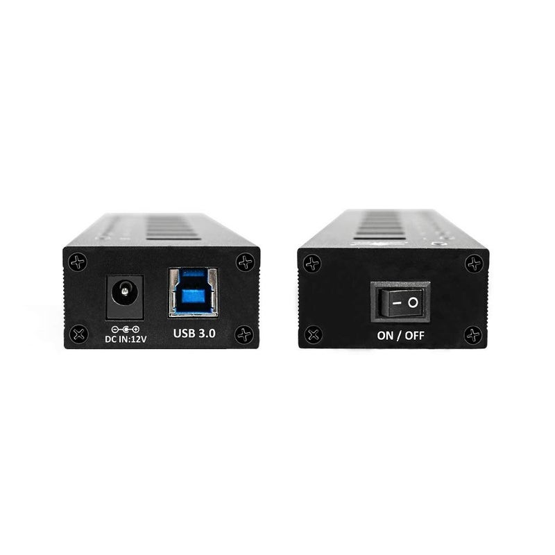 Vantec 10-Port USB 3.0 Hub, Aluminum, Full Powered, Mountable, with All Ports Data & Charging Up to 1.5A, BC 1.2, Premium 12V/5A, 60W Power Adapter (UGT-AH110U3-BK),Black - Image 4